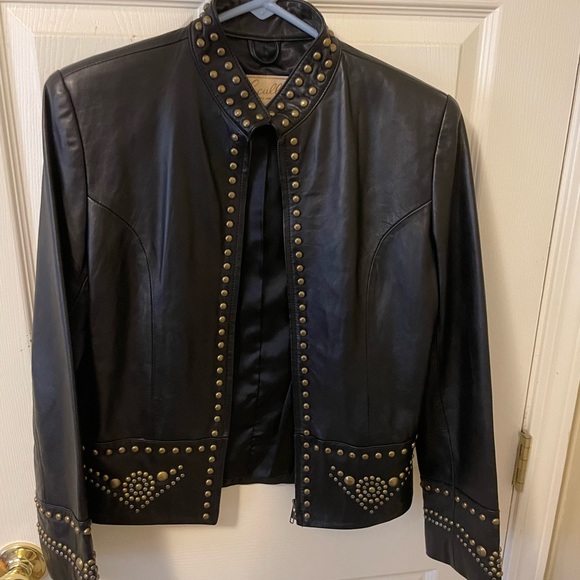 Scully Jackets & Blazers - Scully Black Leather Jacket with Silver and Brass colored Studs - Vintage